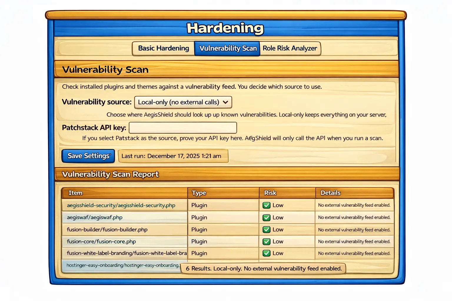 A shield icon representing WordPress security hardening and website protection.