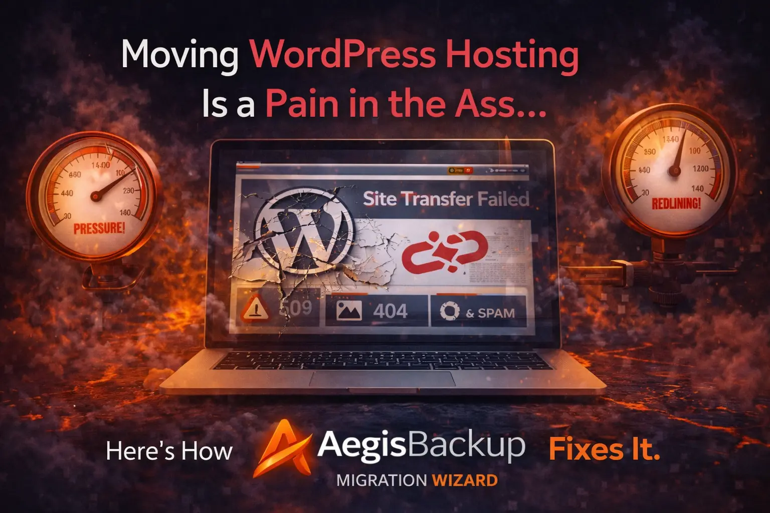 AegisBackup logo featuring a stylized shield icon with a circular arrow, representing data protection and migration.