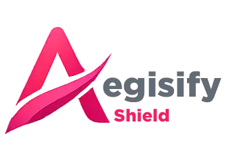 Aegisify company logo featuring a stylized shield icon.