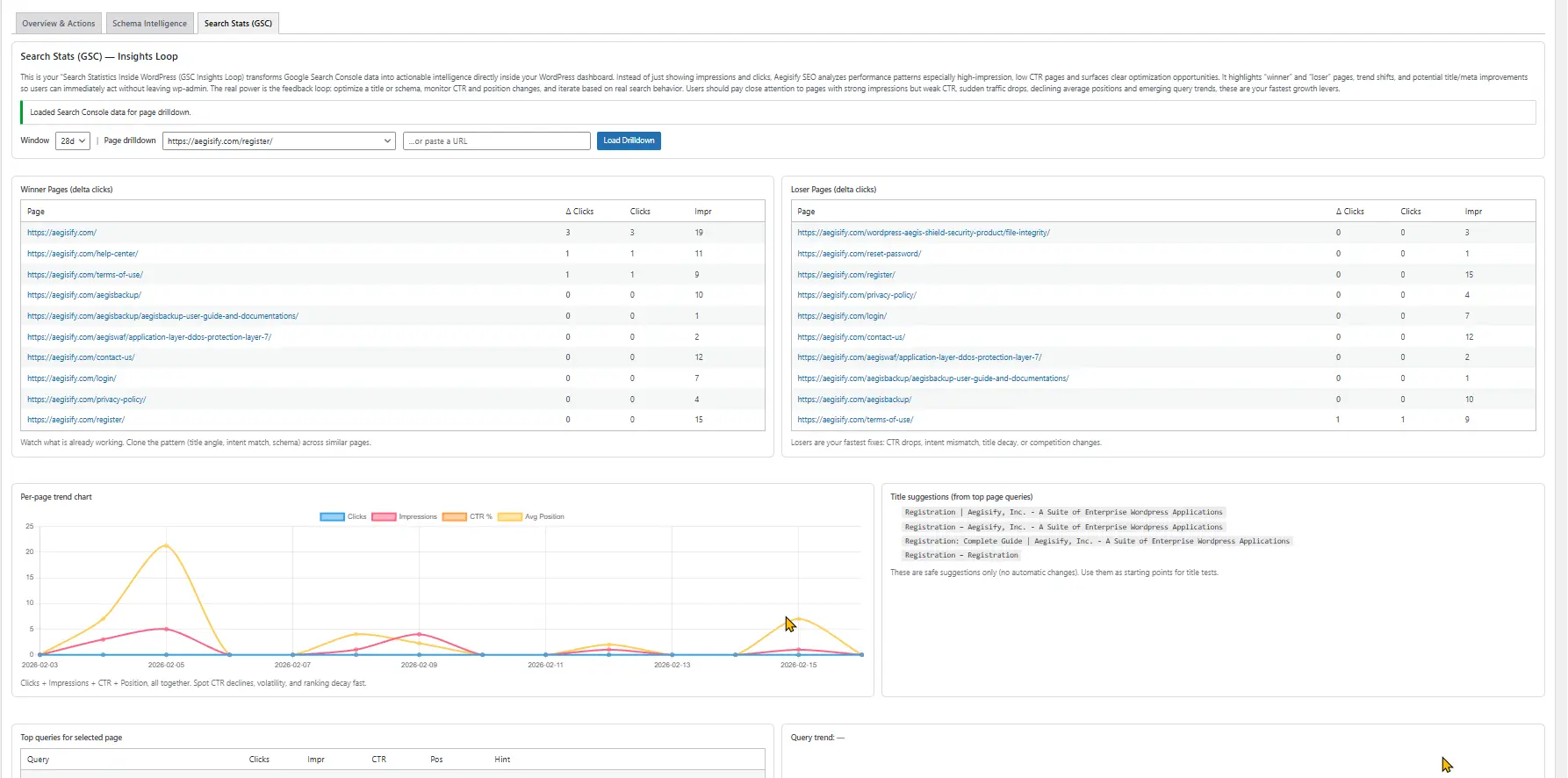 search-gsc Google Search Console dashboard interface showing search performance data and traffic trends.