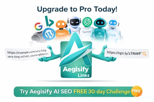 wordpress-links-shorturl-seo-small A digital icon representing a link chain connected to a magnifying glass, symbolizing SEO-optimized URL management.