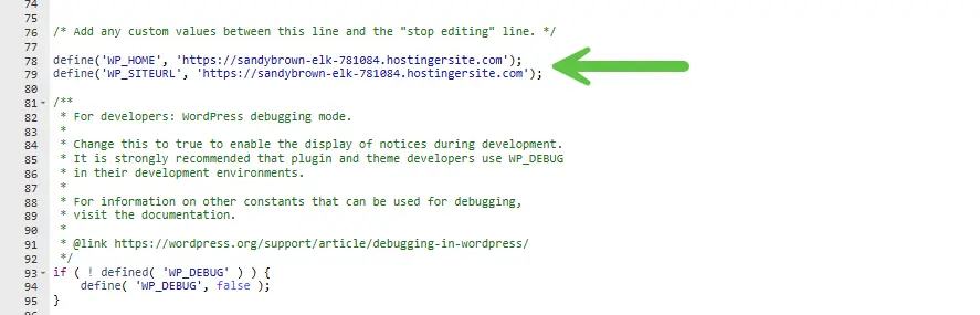 wp-config A code snippet showing a WordPress wp-config.php file with database configuration settings.