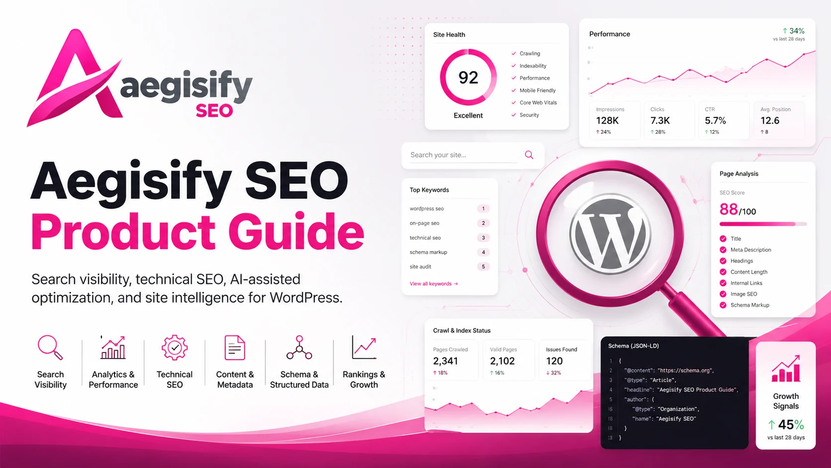 Aegisify logo featuring a stylized shield icon representing cybersecurity and SEO services.